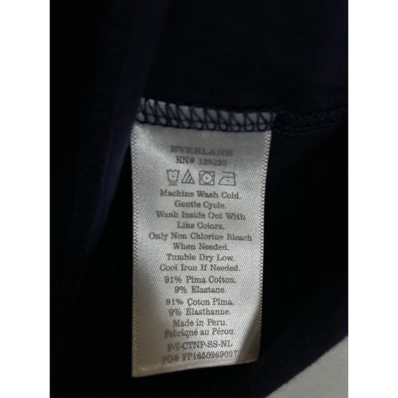 EVERLANE Women Navy Blue Scoop Neck Short Sleeve Pima Cotton T Shirt Size L - Picture 3 of 6